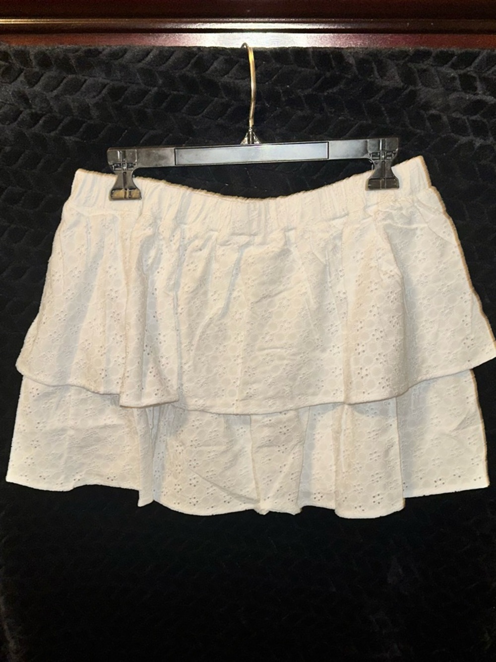 Posh Peanut White Eyelet Layered Mini Skirt